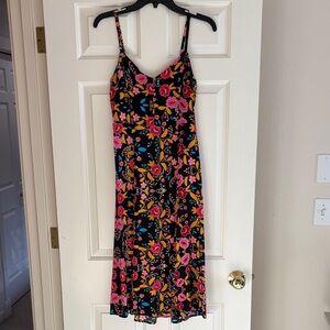 Express Black Floral Midi Dress